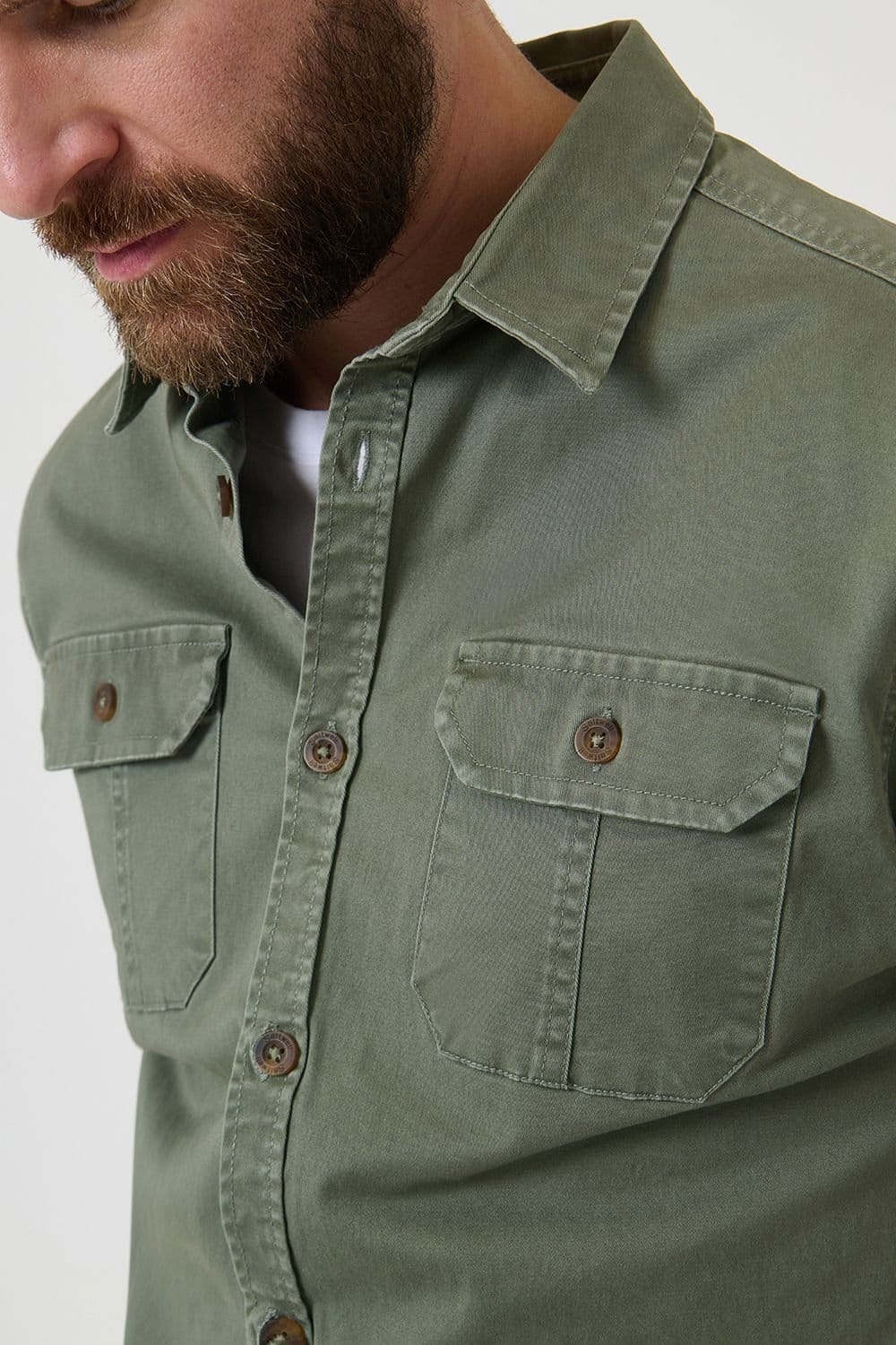 Saltwell Saltwell Men's Linen Cotton Blend Long Sleeve Shirt in Green - 4