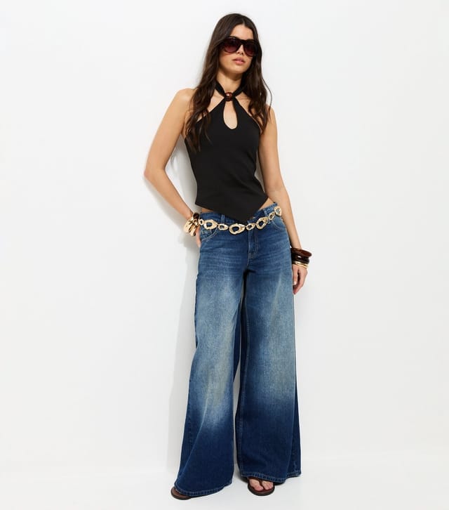 New Look Women's Black Jersey Resin Bead Halter Top New Look - 3