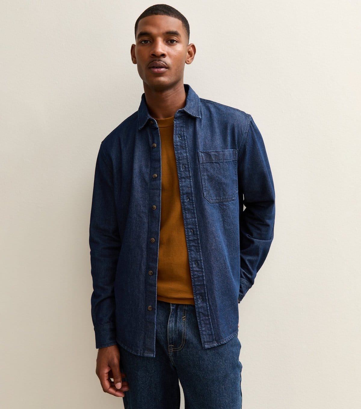 New Look Men's Indigo Relaxed Long Sleeve Denim Overshirt New Look - 1