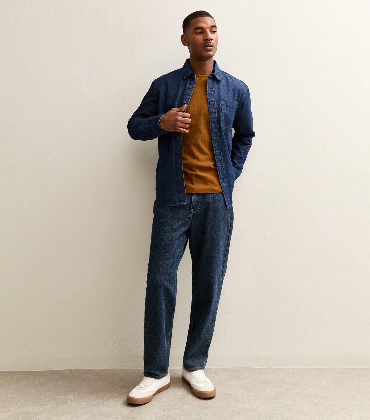 New Look Men's Indigo Relaxed Long Sleeve Denim Overshirt New Look - 3