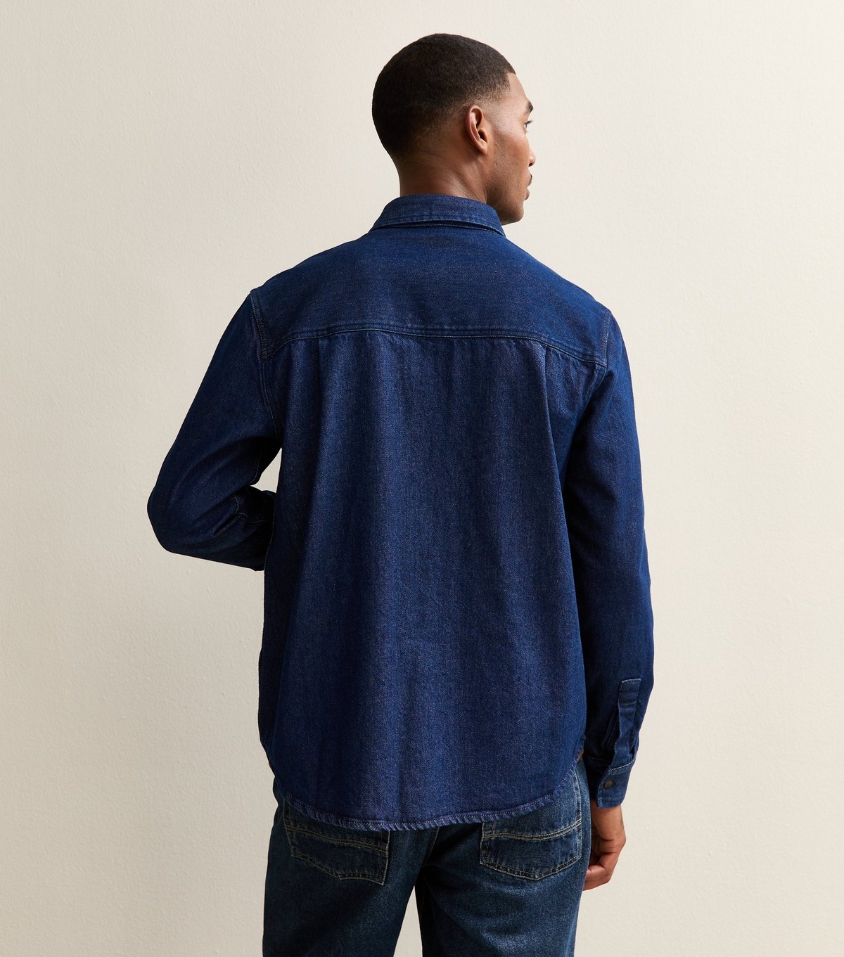 New Look Men's Indigo Relaxed Long Sleeve Denim Overshirt New Look - 4