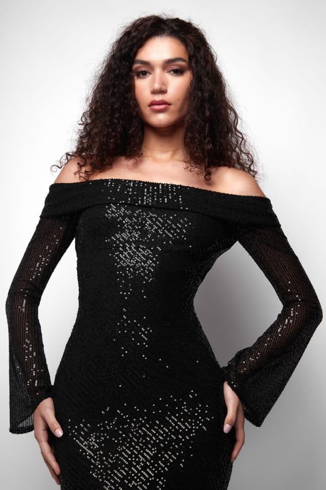 Jaded Rose Jaded Rose Women's Conna Bardot Sequin Maxi Dress in Black - 2