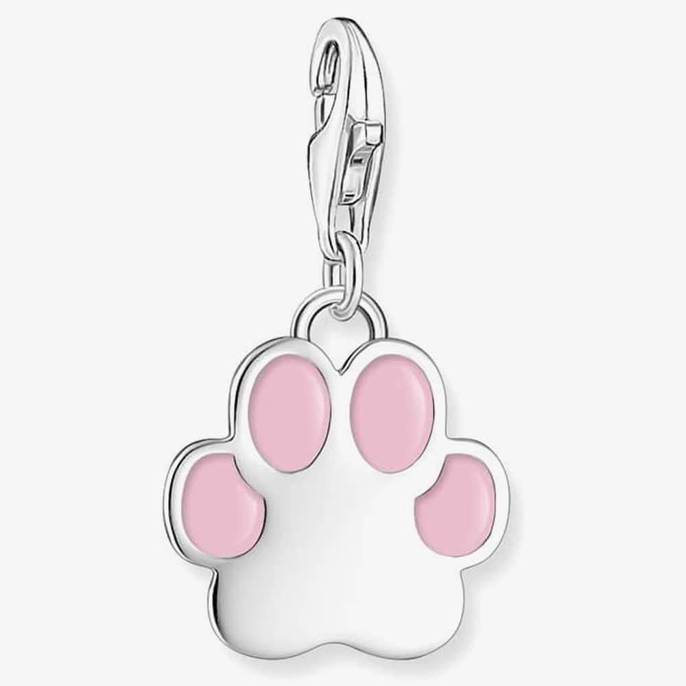 Thomas Sabo THOMAS SABO Women's Silver Pink Cold Enamel Paw Print Charm 2015-007-9