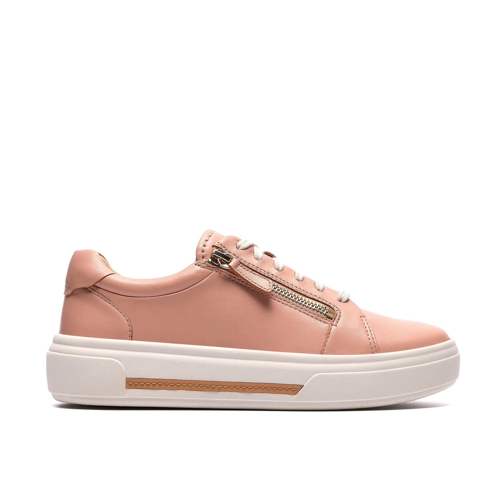 Clarks Clarks Women's Hollyrose Zip Light Pink Leather Trainers