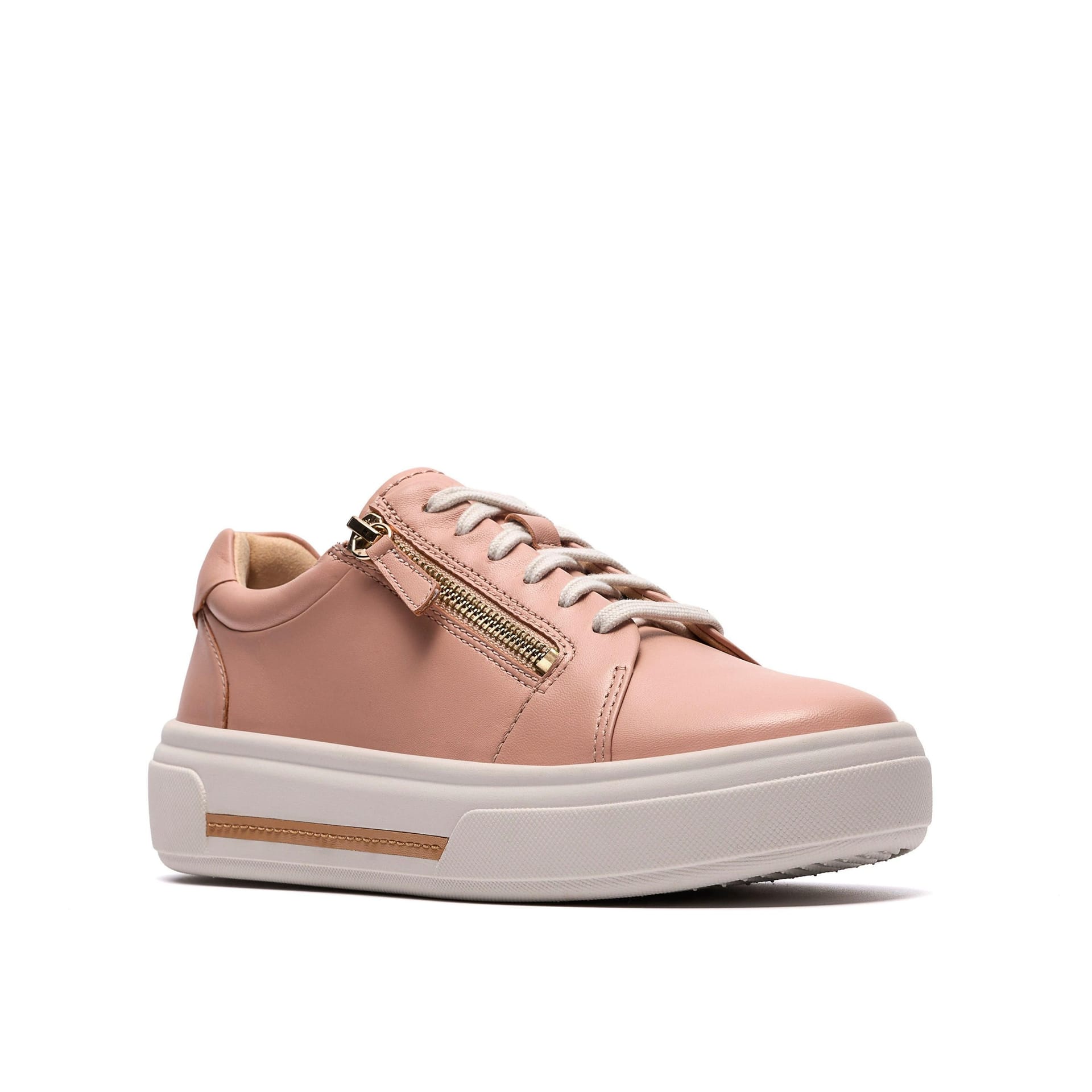 Clarks Clarks Women's Hollyrose Zip Light Pink Leather Trainers - 4