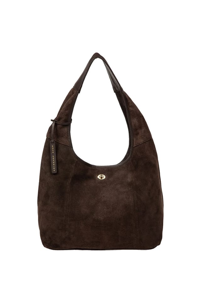 Pure Luxuries London Pure Luxuries London Women's 'Polly' Suede Shoulder Bag in Dark Brown - 2