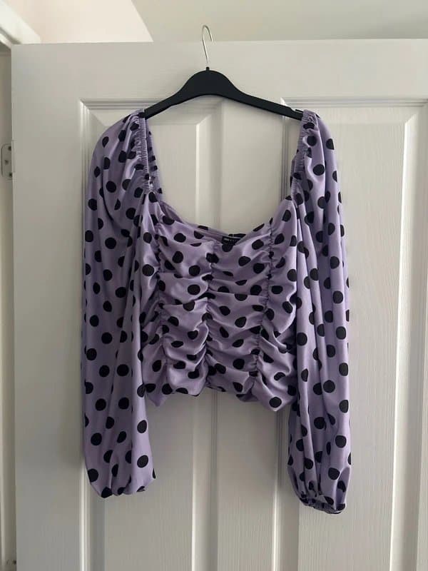ASOS Asos Lilac top with black polka size 10