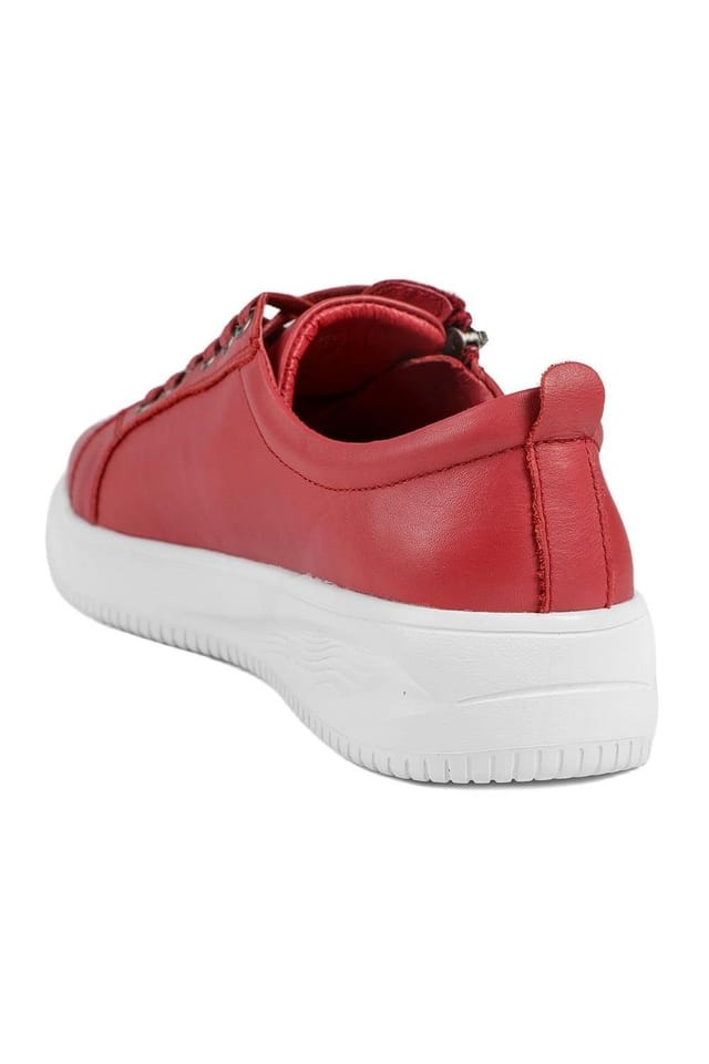 Jones Bootmaker Jones Bootmaker Women's Anara Zip & Lace Leather Trainers in Red - 3