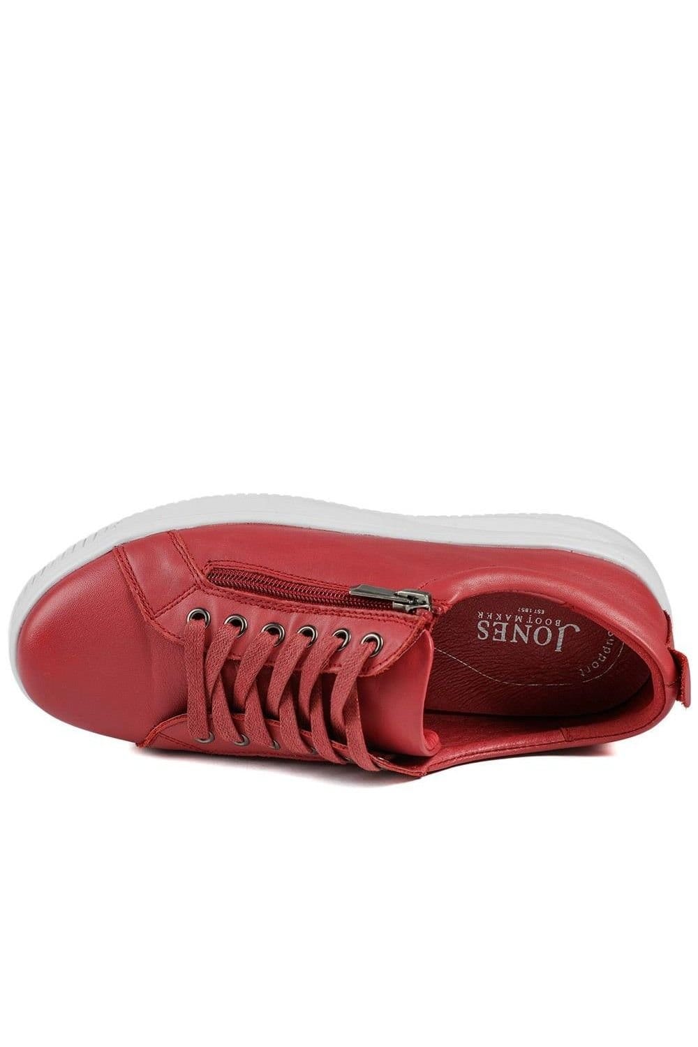 Jones Bootmaker Jones Bootmaker Women's Anara Zip & Lace Leather Trainers in Red - 4