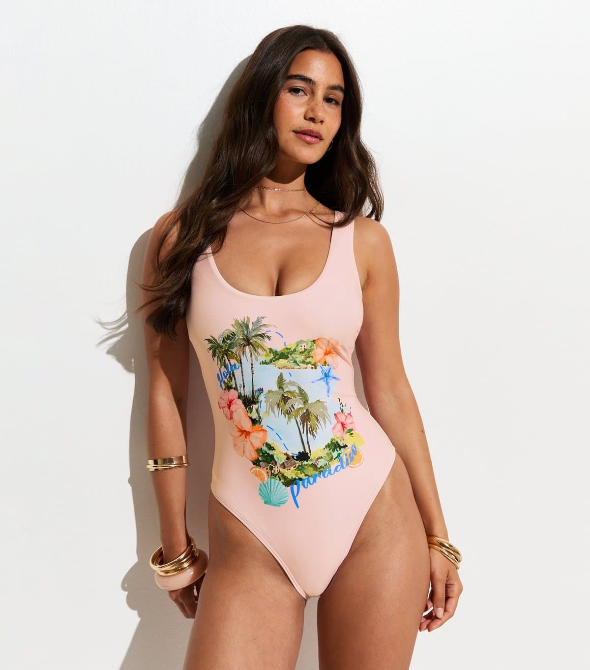 New Look Women's Light Pink Hola Paradise Swimsuit New Look