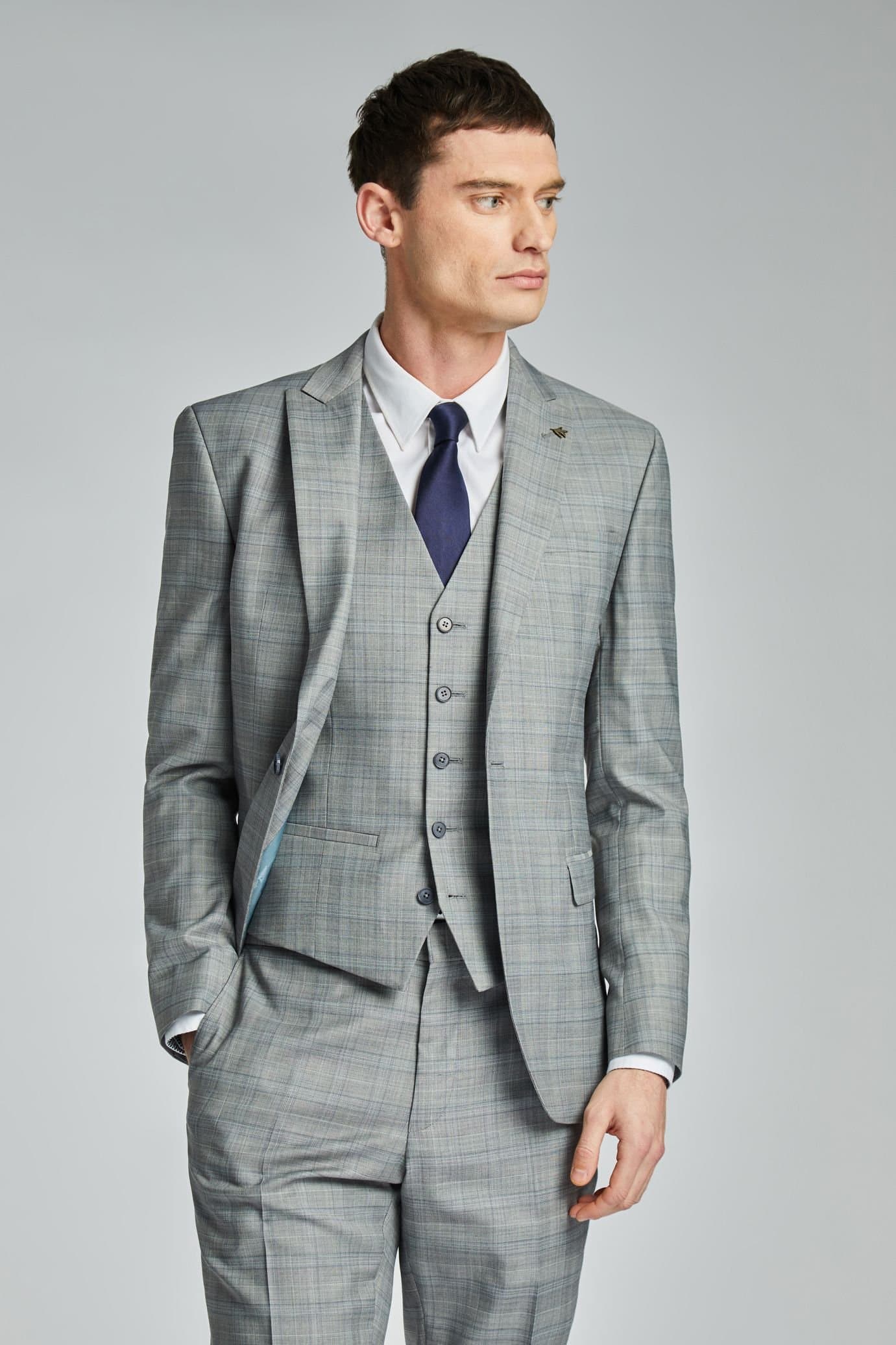 Ted Baker Ted Baker Men's Grey Check Slim Jacket