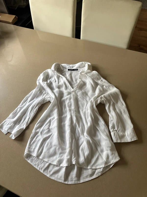 Bershka Bershka White Linen Shirt UK 8