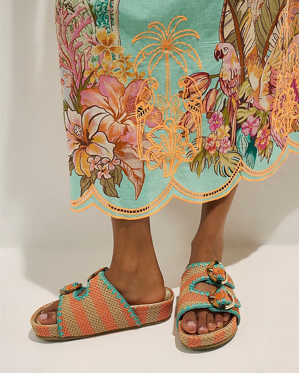 River Island River Island Womens Orange Striped Footbed Sandals