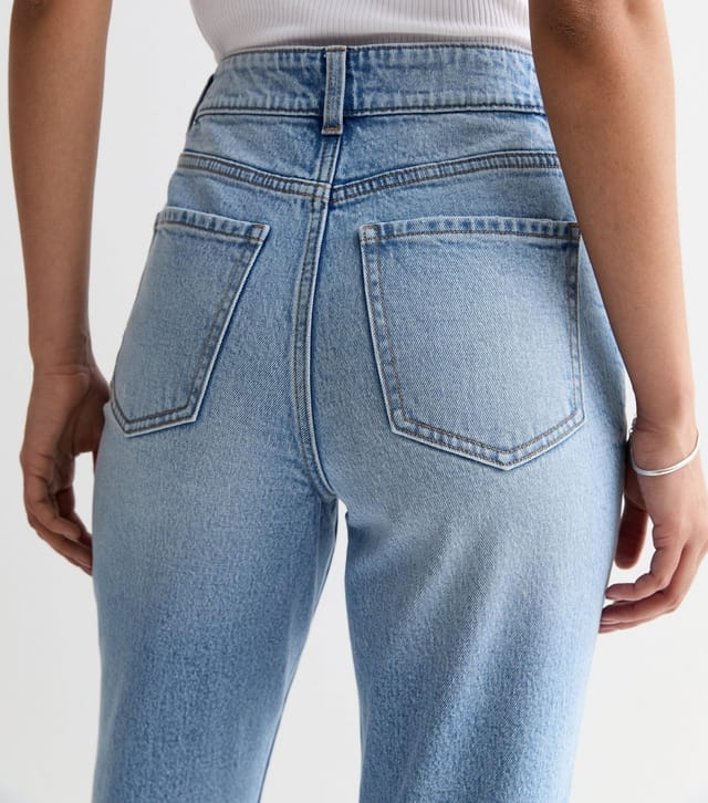 New Look Women's Tall Pale Blue Ripped Knee High Waist Tori Mom Jeans New Look - 3