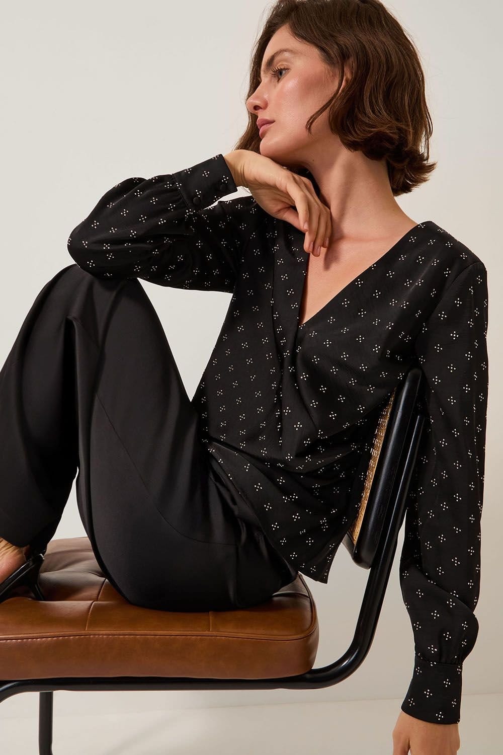 Monsoon Monsoon Women's Margo Hotfix Long Sleeve Blouse Black - 4