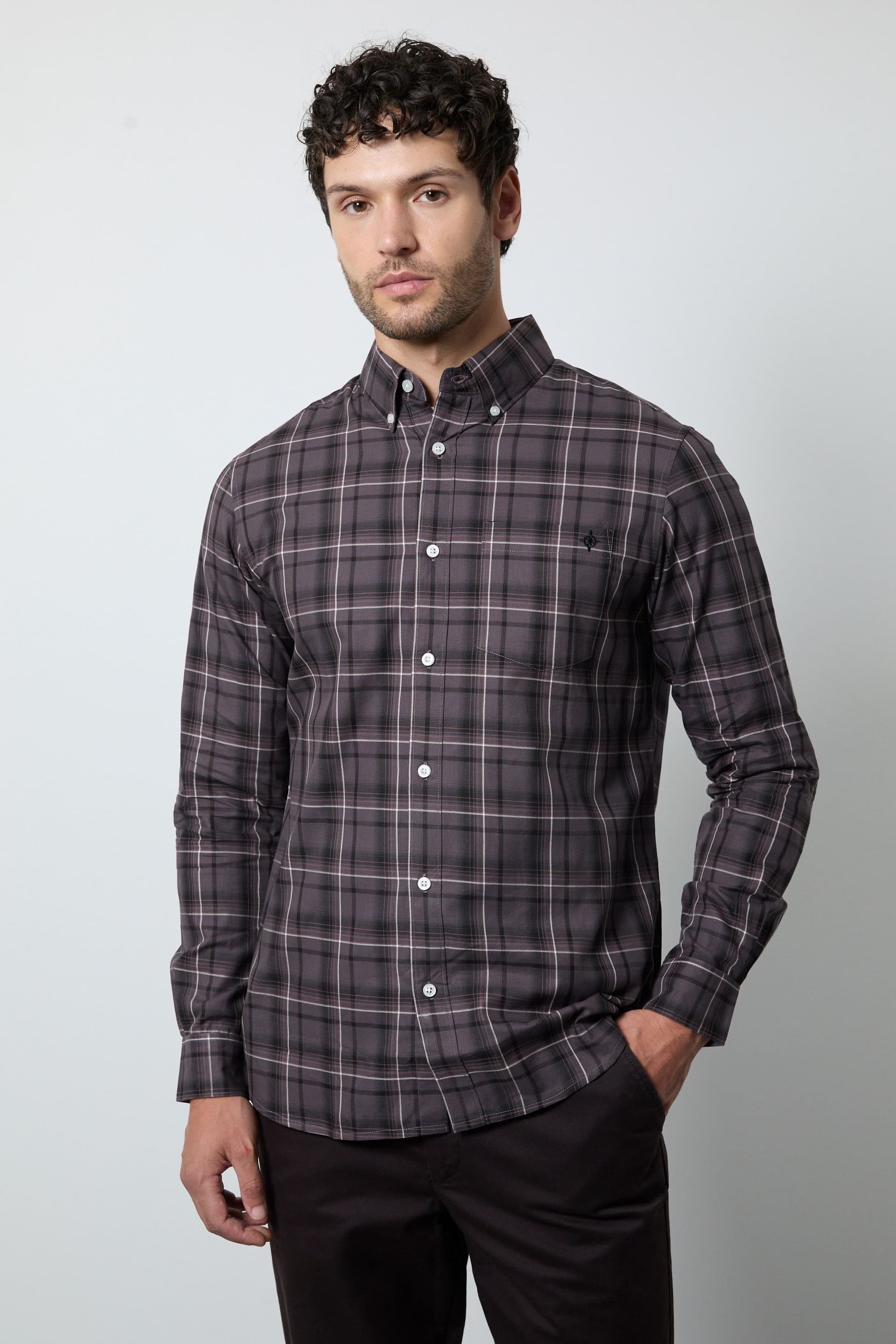 Maine Maine Men's Plum Check Long Sleeve Shirt