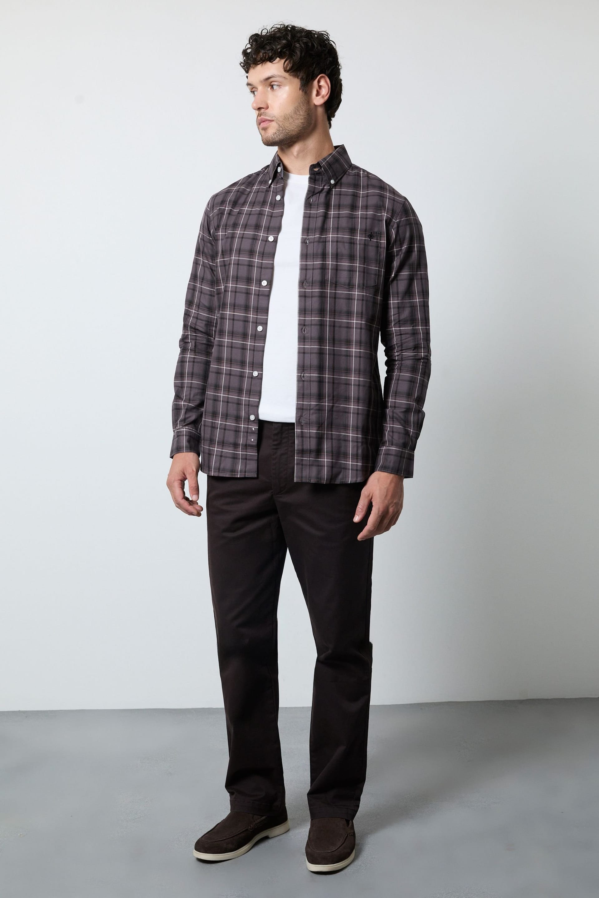 Maine Maine Men's Plum Check Long Sleeve Shirt - 4