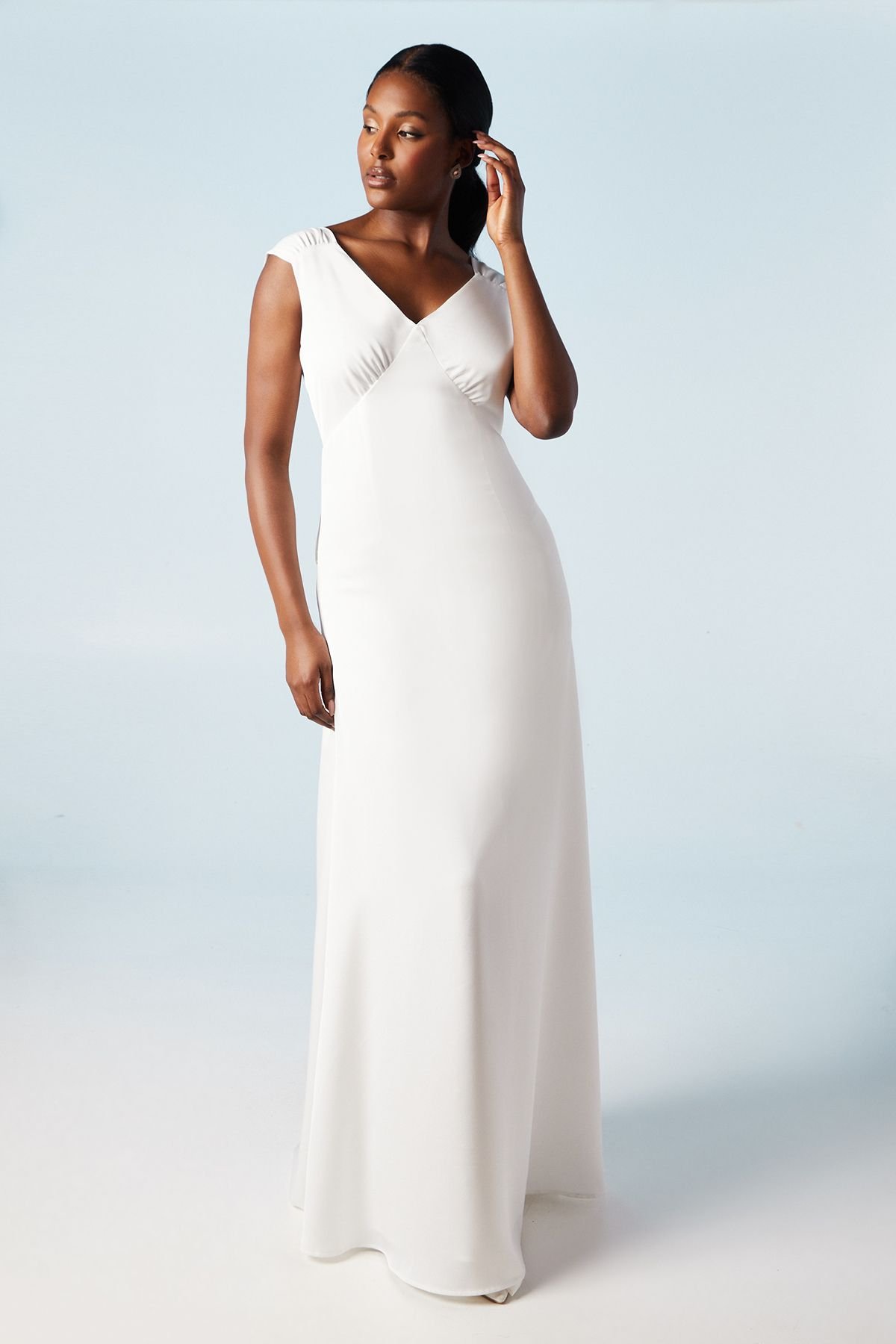 Coast Coast Women's Structured Bow Back Detail Cape Wedding Dress in Ivory - 2