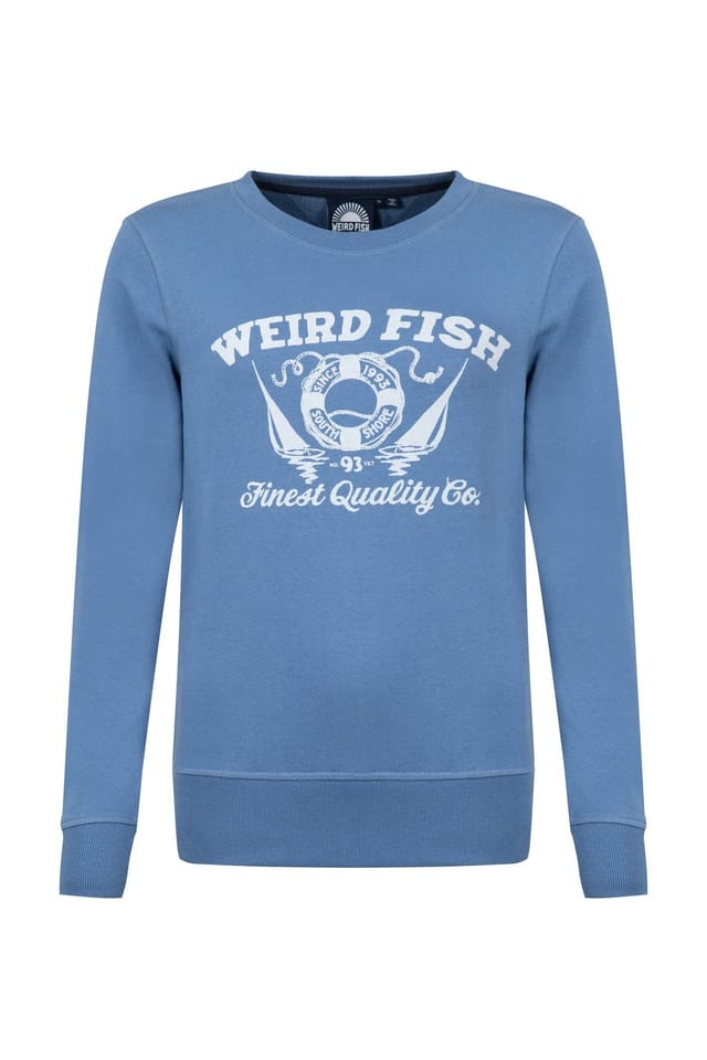 Weird Fish Weird Fish Women's Aurora Graphic Crew Neck Sweatshirt in Blue - 2