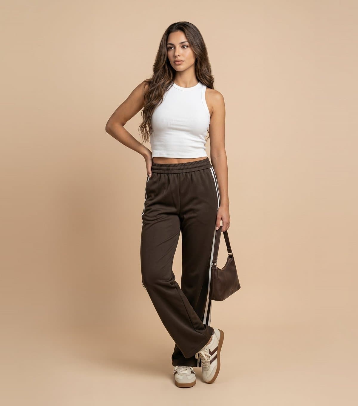 Urban Bliss Women's Brown Side Stripe Straight Joggers Urban Bliss New Look