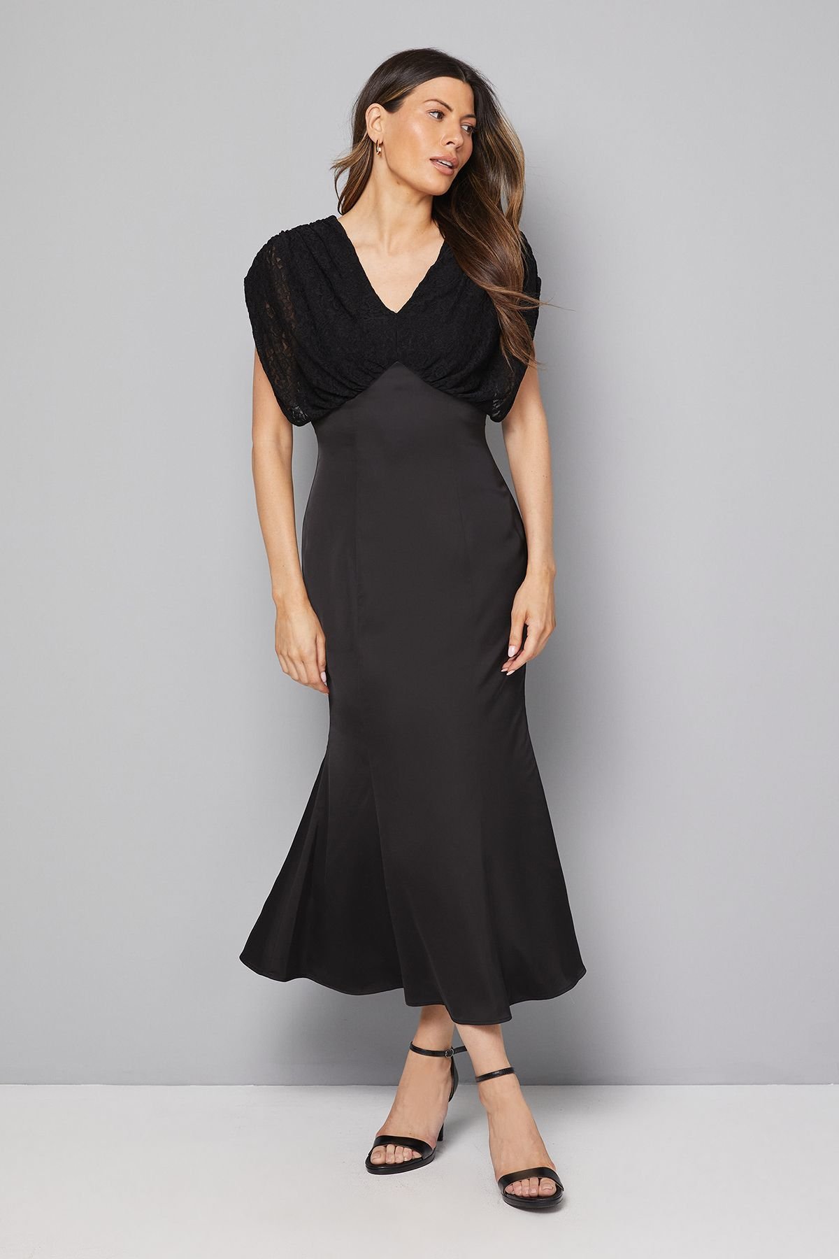 Wallis Wallis Women's Satin Panel Skirt Midi Dress in Black - 2