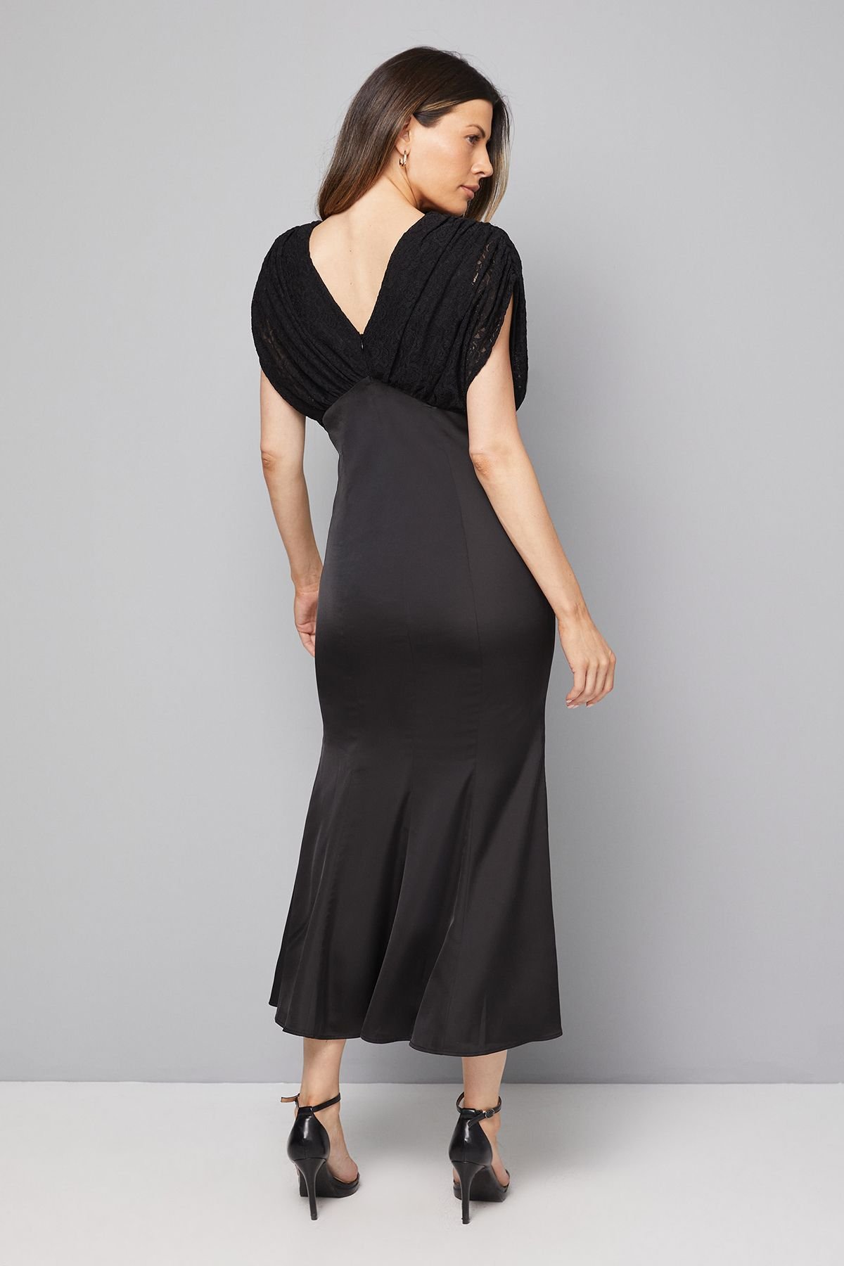 Wallis Wallis Women's Satin Panel Skirt Midi Dress in Black - 4