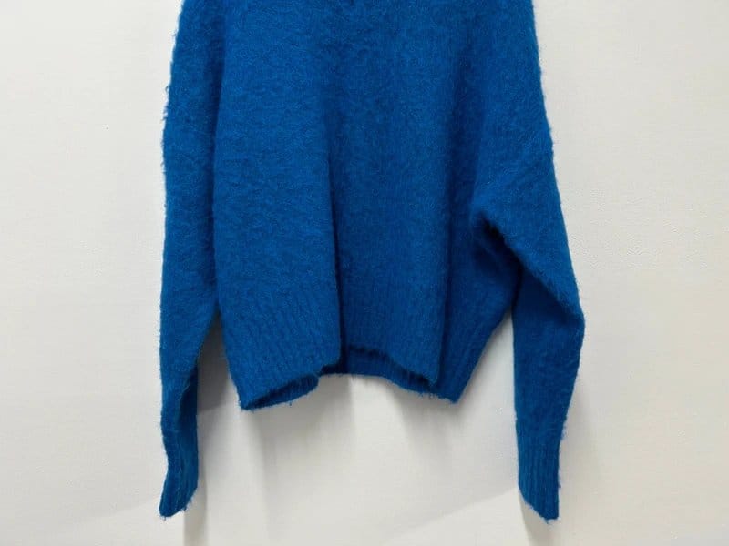About Blank about:blank Men's Mohair Knitted Crewneck Blue Fluffy Jumper Sweater Size XS. - 1