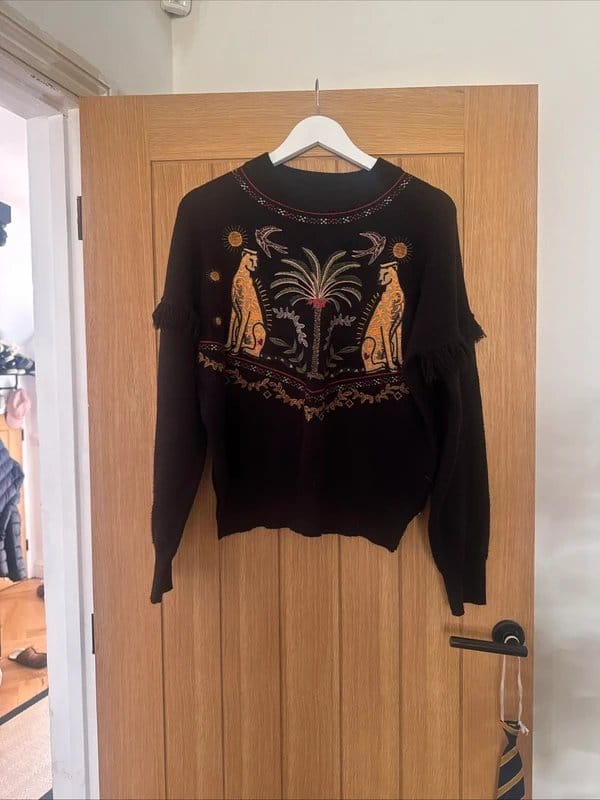 Never Fully Dressed Black Multi Embroidered Jumper