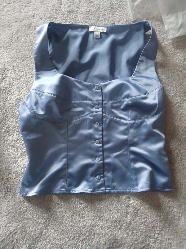 Topshop Blue satin top size 6