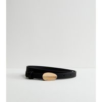 New Look Black Faux Suede Textured Pebble Buckle Belt New Look - 1