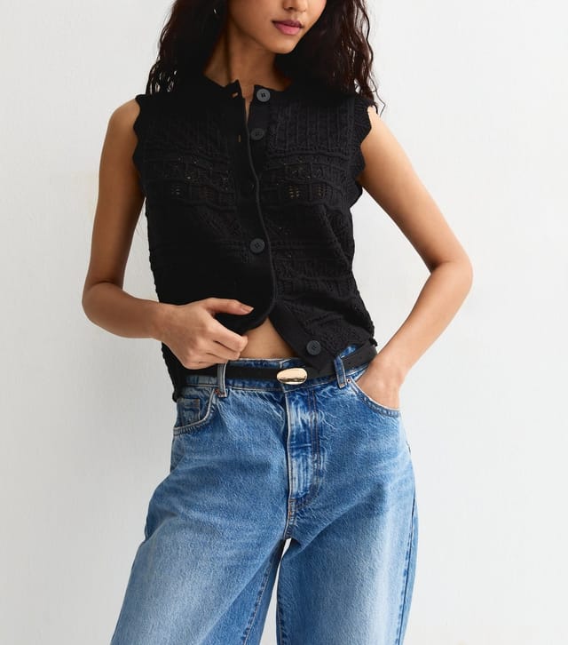 New Look Black Faux Suede Textured Pebble Buckle Belt New Look - 2