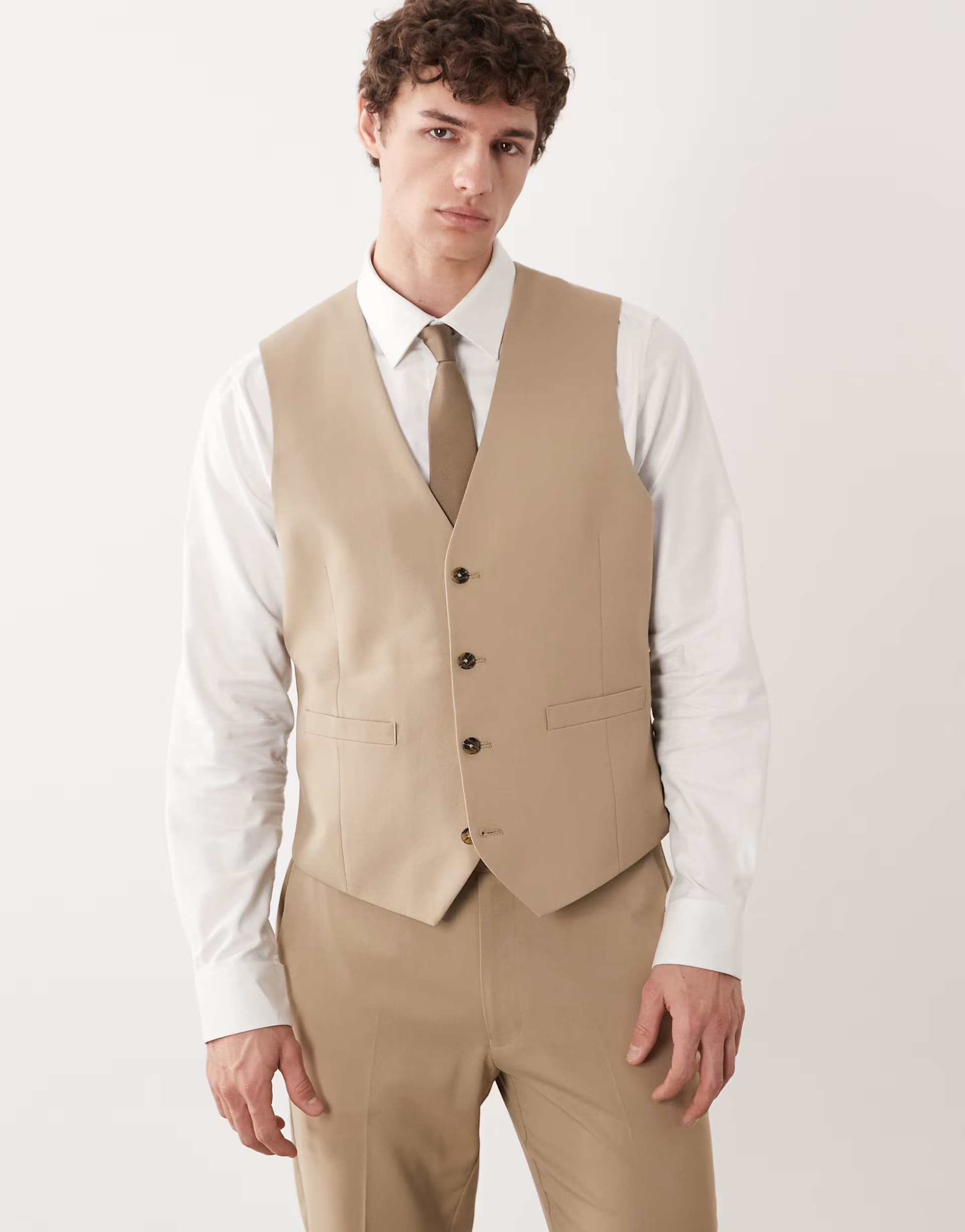 ASOS ASOS DESIGN Stone Slim Suit Waistcoat