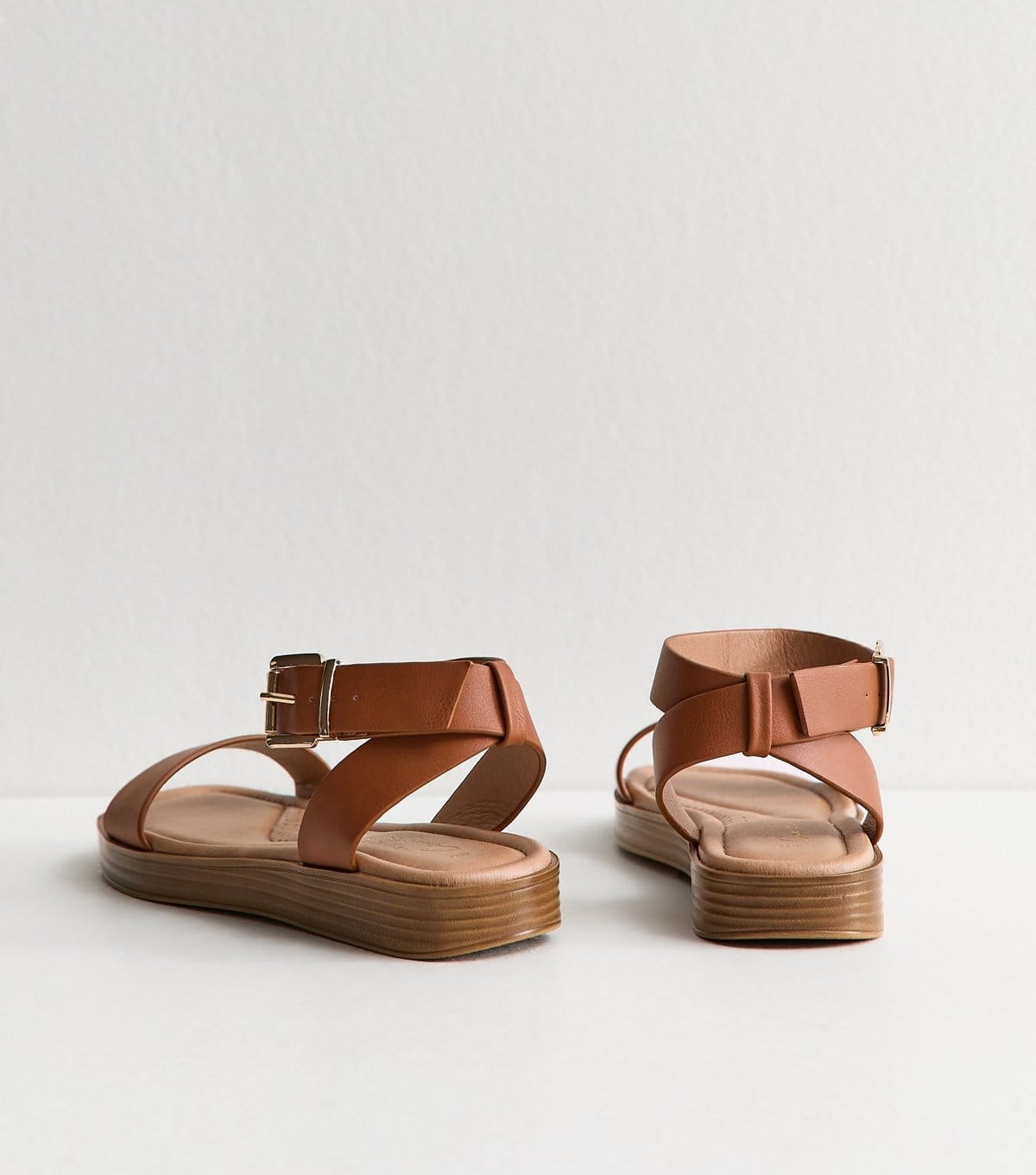 New Look Women's Tan Faux Leather Wide Strap Sandals Vegan New Look - 4