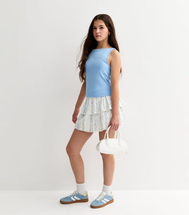 New Look Girls' White Floral Rara Skort New Look - 2