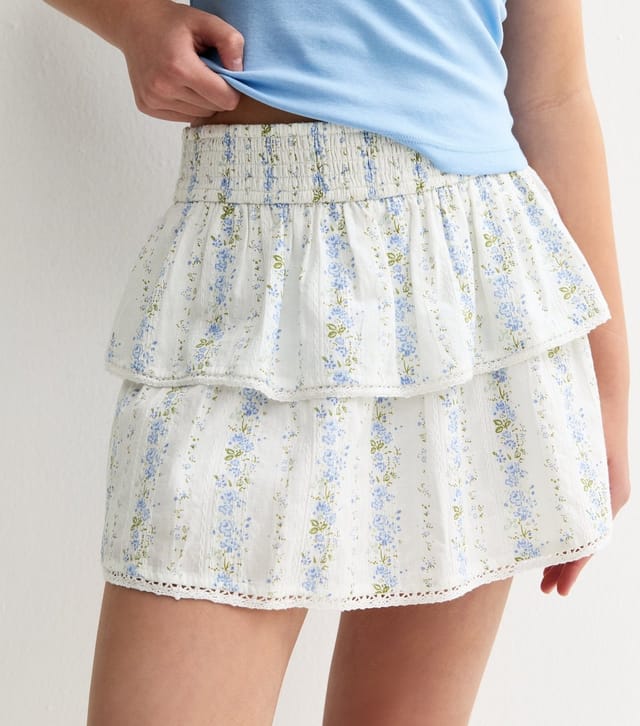 New Look Girls' White Floral Rara Skort New Look - 3