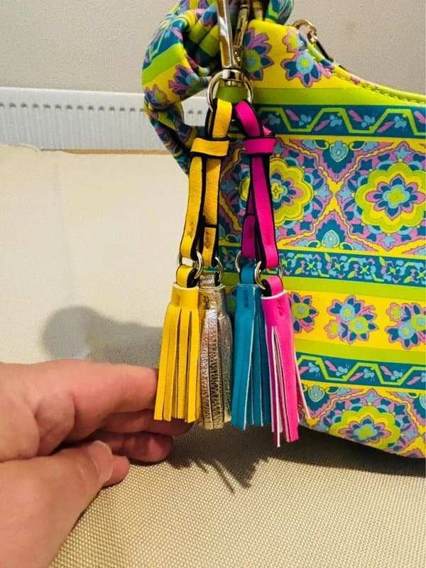 Never Fully Dressed Never Fully Dressed Boho Print Shoulder Bag – Vibrant Yellow & Multi Knot Strap with Tassels