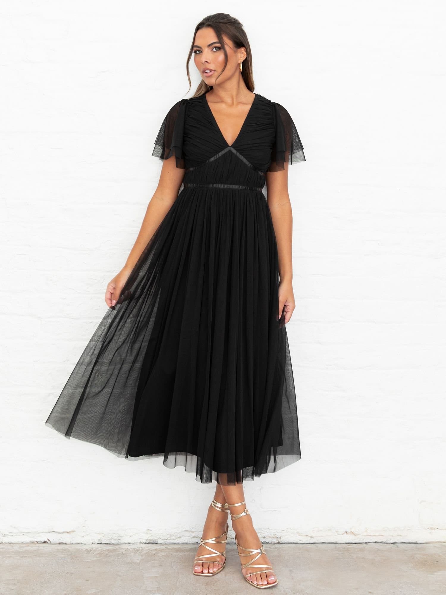 Anaya with Love Anaya with Love Women's Ribbon Detail Midi Dress in Black