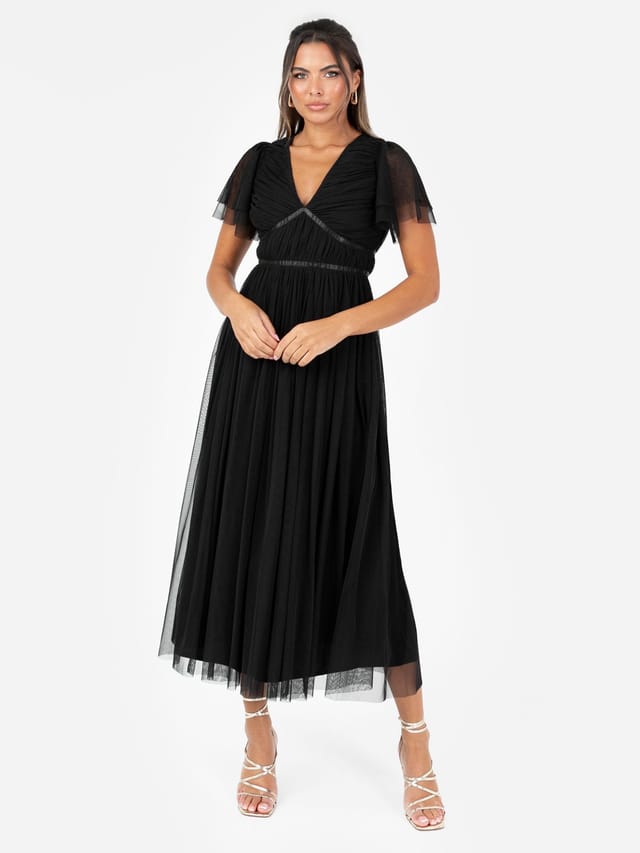 Anaya with Love Anaya with Love Women's Ribbon Detail Midi Dress in Black - 3
