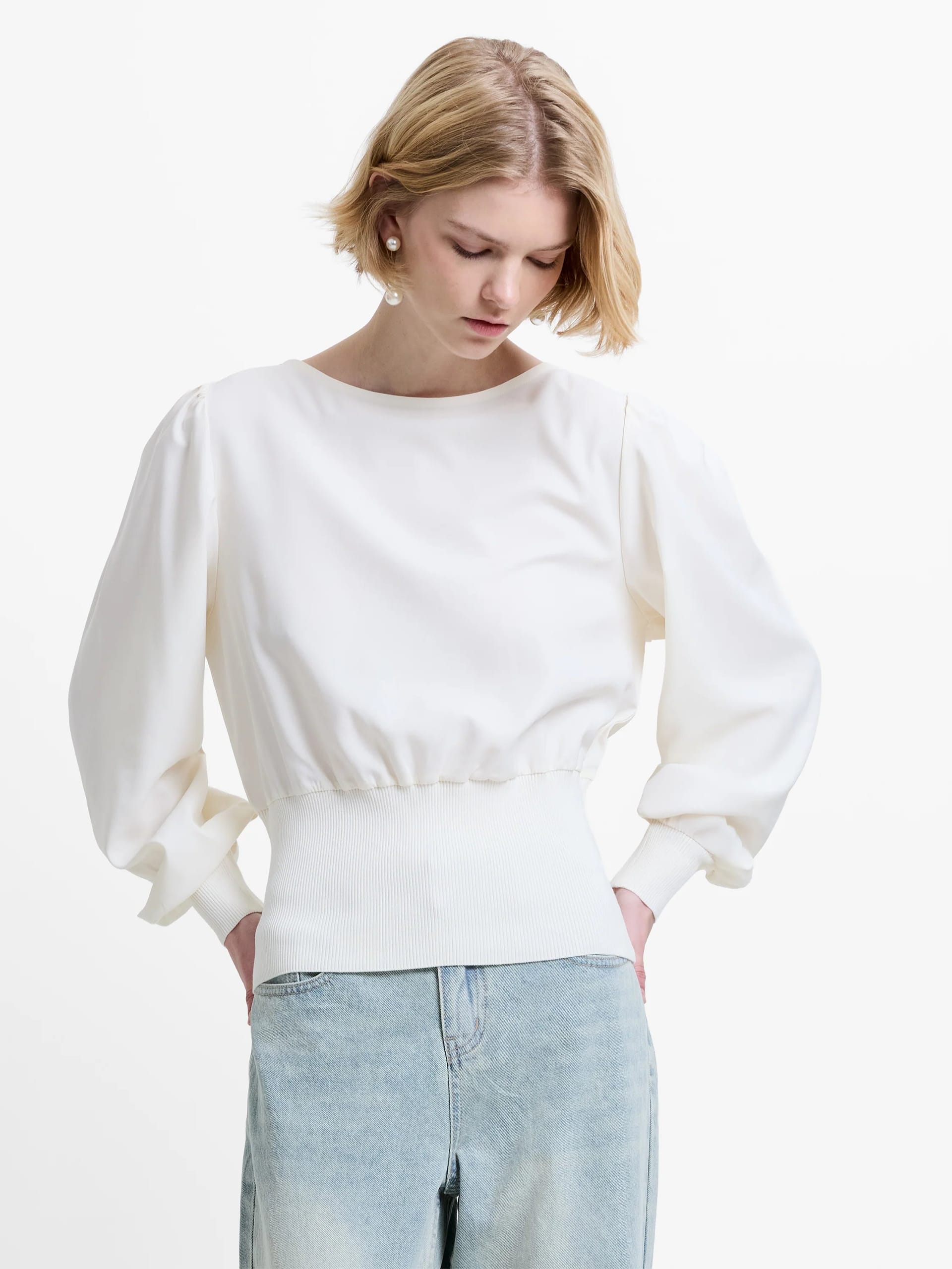 French Connection Porcelain Cream Slash Neck Jumper
