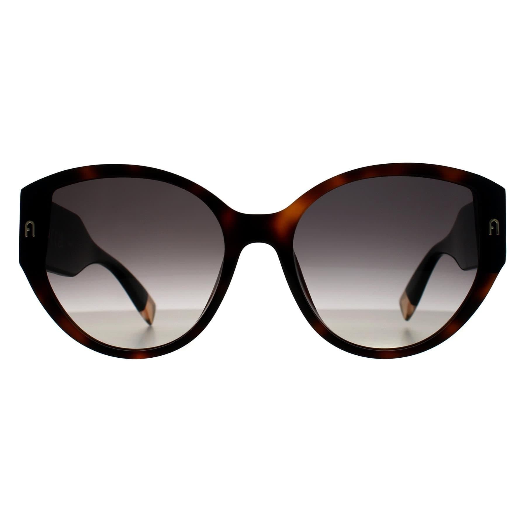 Furla Furla Women's Cat Eye Shiny Dark Havana Smoke Grey Gradient SFU784 in Brown
