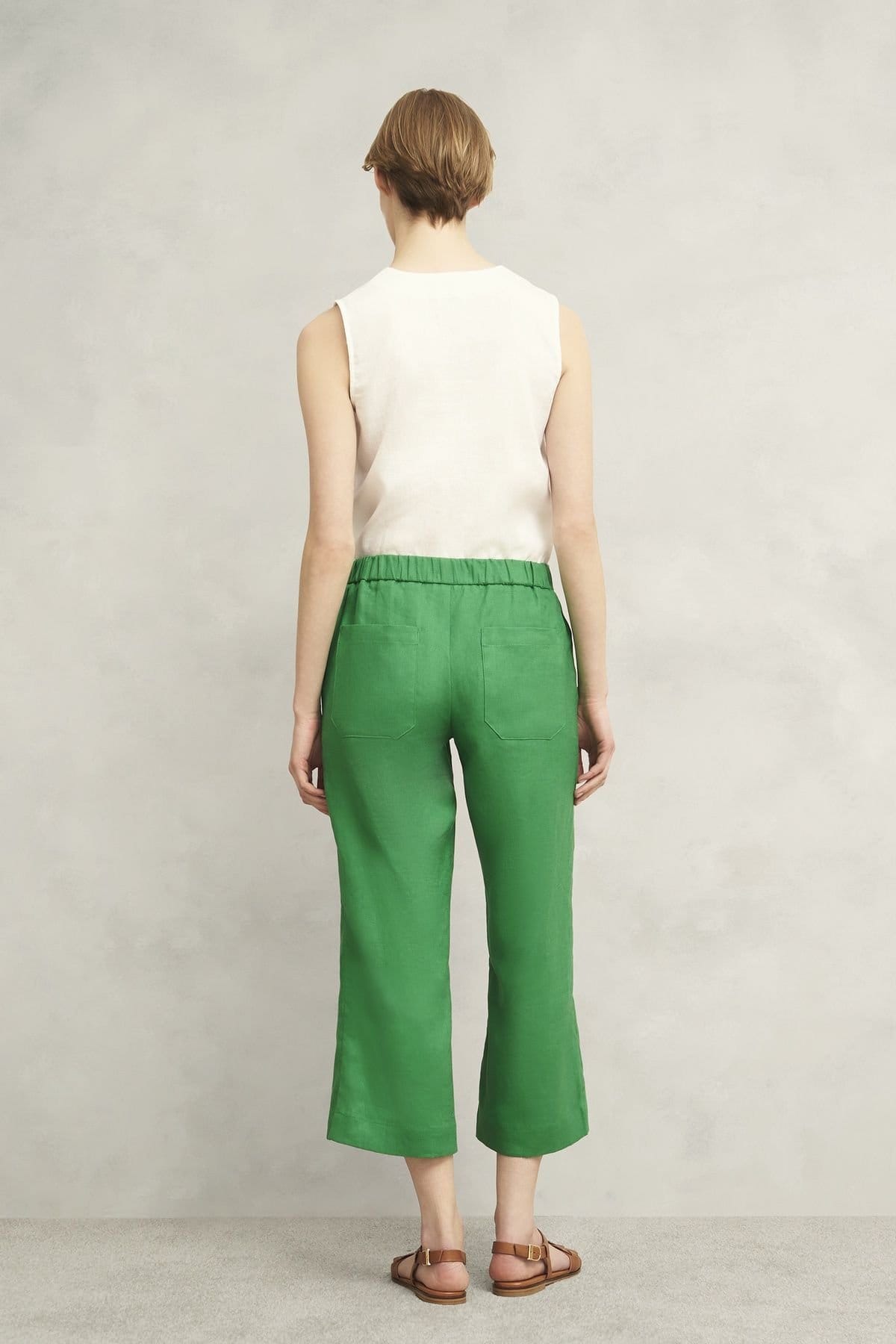 Hobbs London Hobbs London Women's Lillie Linen Cropped Pants in Green - 4