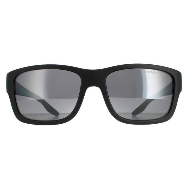 Prada Sport Prada Sport Men's Rectangle Grey Rubber Dark Grey Silver Mirror Polarized PS01WS - 2