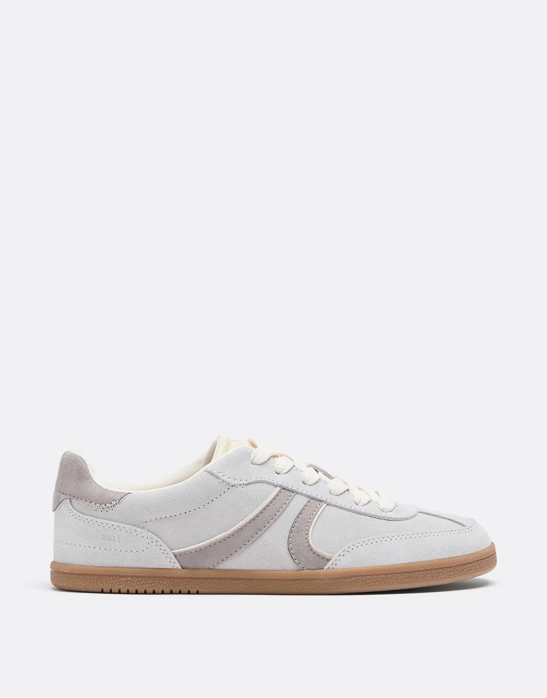 ASOS Stradivarius barefoot retro leather trainers in grey