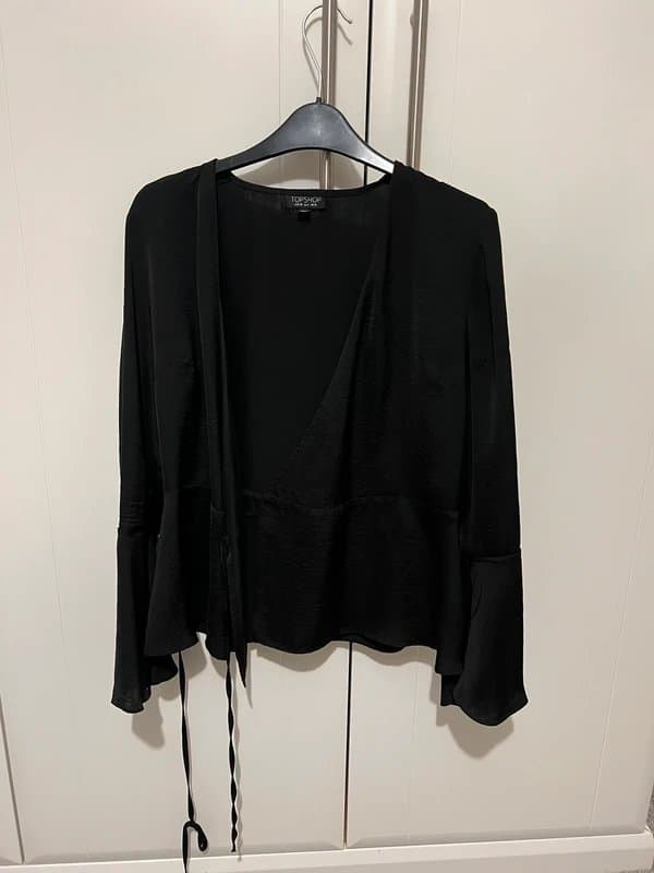 Topshop Satin style black blouse