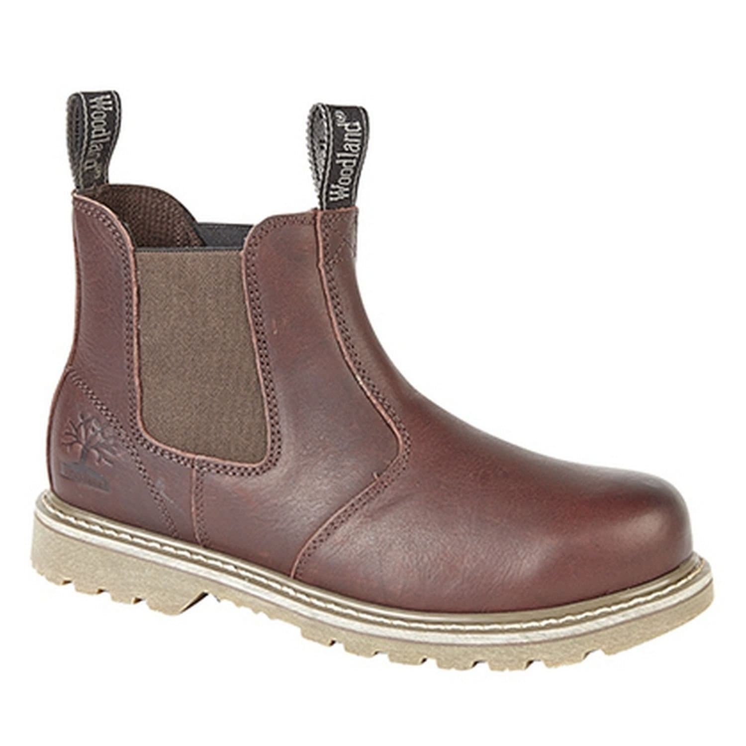 Woodland Woodland Men's Tumbled Leather Gusset Chelsea Boots in Dark Brown