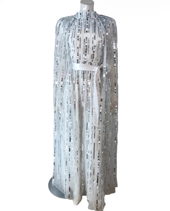 Amelia Rose * NEW * (with tag / shop floor) Amelia Rose Sequin Embellished Cape Maxi Dress (RRP£199) UK 10 - 1
