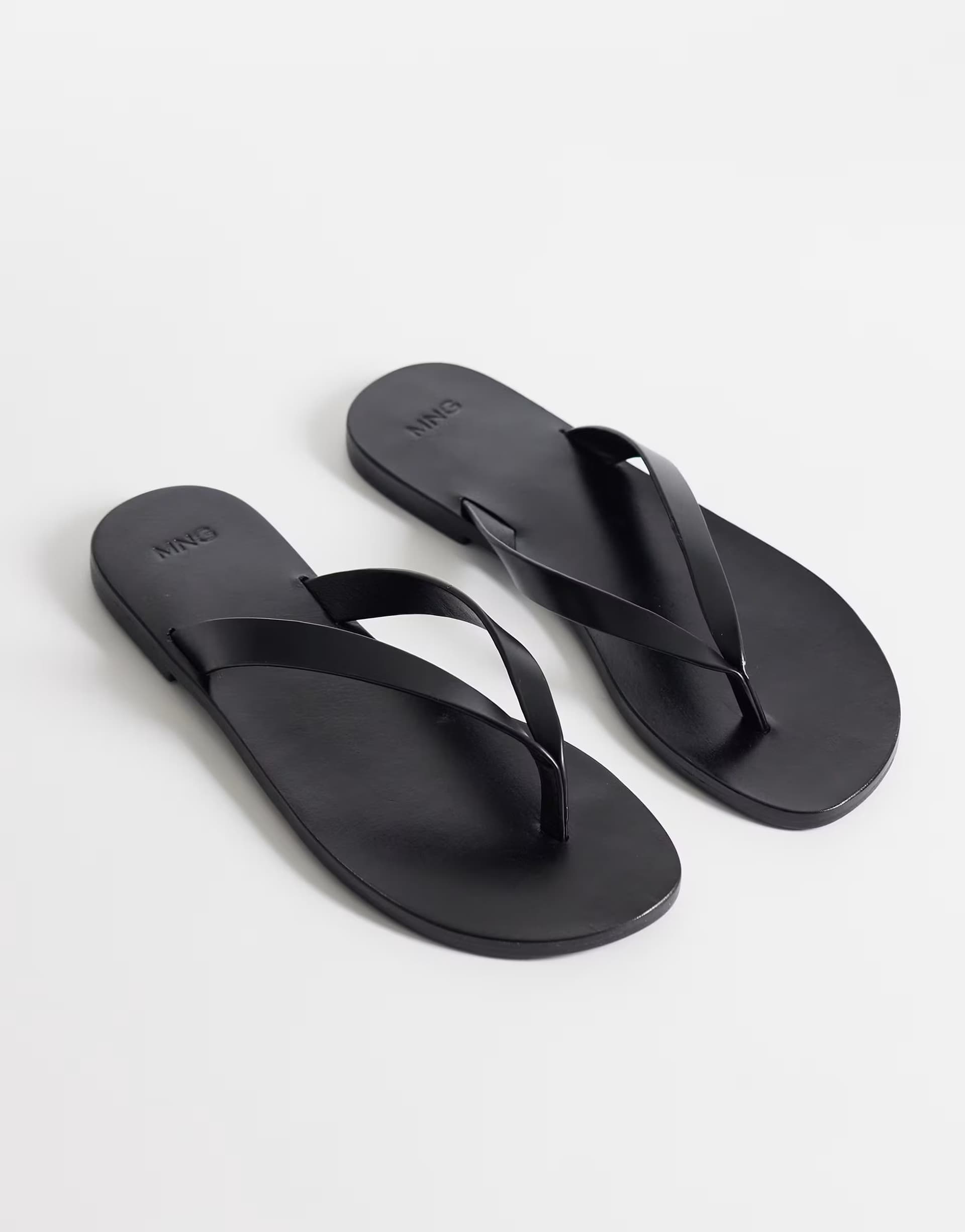 ASOS Mango 100% leather flip flop in black