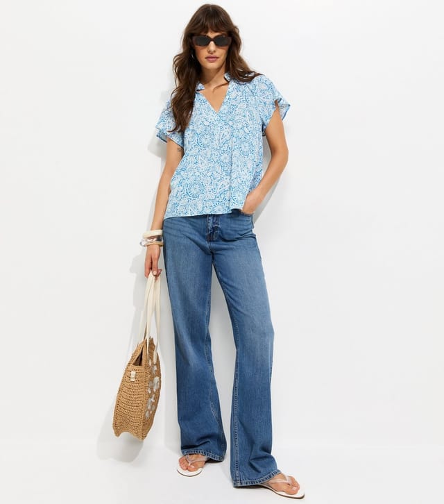 New Look Women's Tall Blue Paisley Flutter Sleeve Blouse New Look - 2