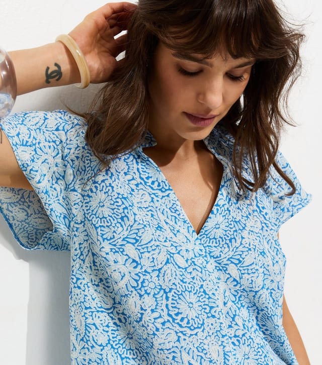 New Look Women's Tall Blue Paisley Flutter Sleeve Blouse New Look - 3