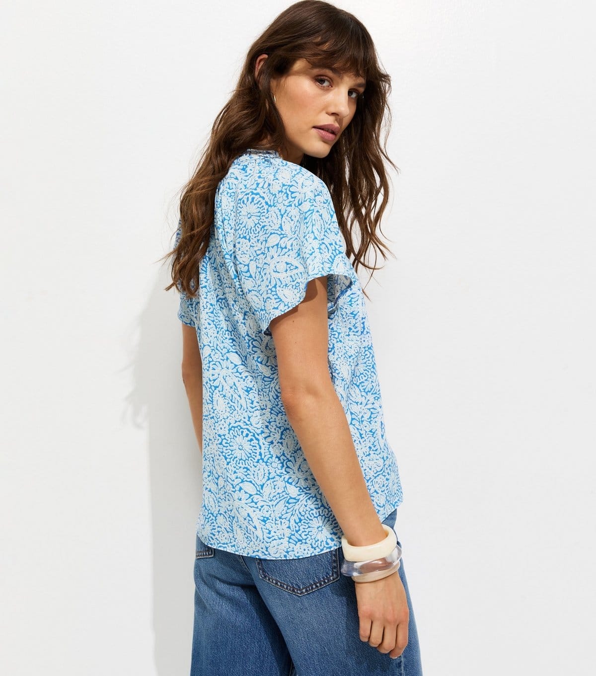 New Look Women's Tall Blue Paisley Flutter Sleeve Blouse New Look - 4